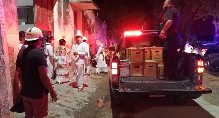 Motul: Policías clausuran fiesta de la Virgen del Carmen y decomisan cerveza