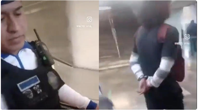 Policía arresta a joven músico por tocar su guitarra y pedir dinero en Metro CDMX (Video)