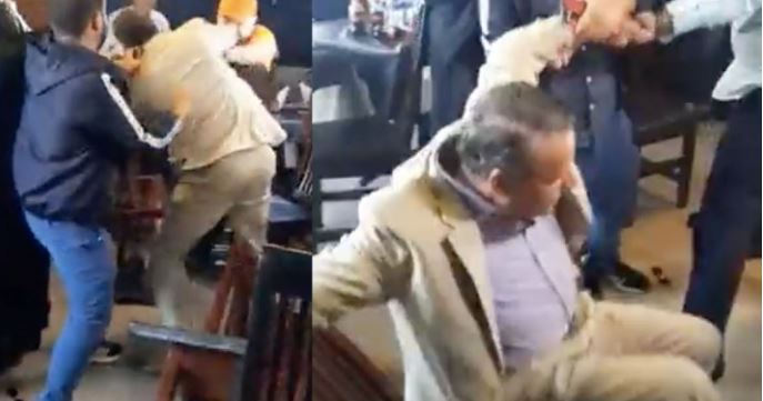 Otro pleito a golpes de Alfredo Adame con abogado de Carlos Trejo; lo zarandean